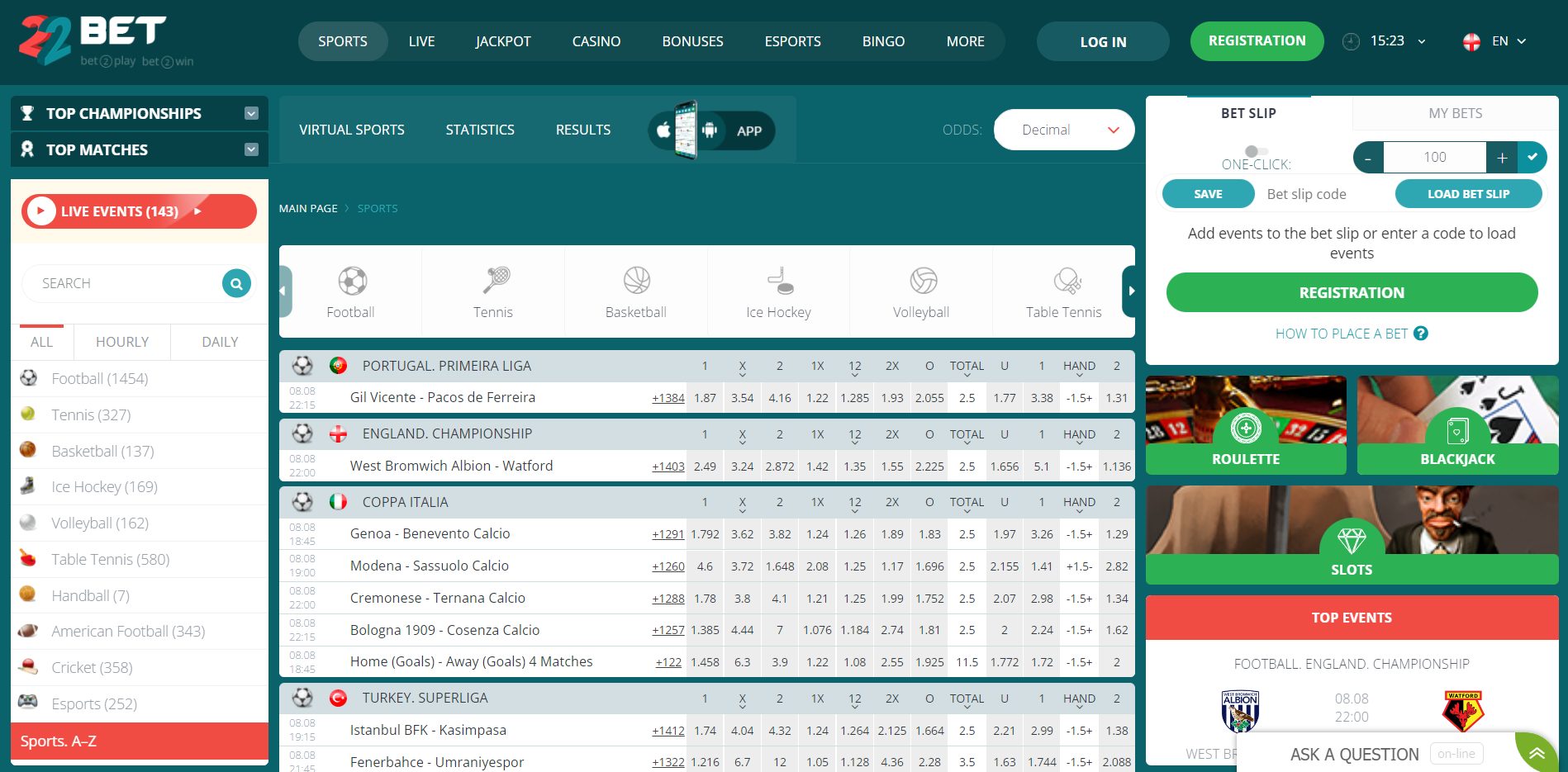 can you bet in spain 22bet